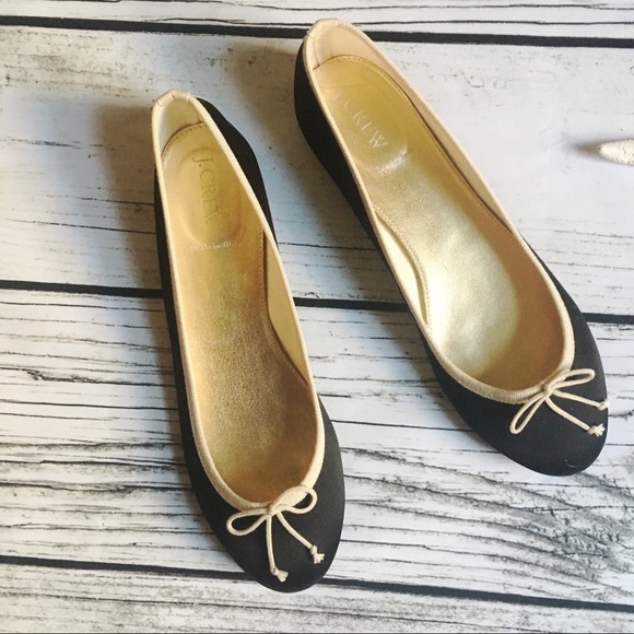 J.Crew • SATIN BALLET FLATS BLACK W CONTRAST TRIM - Picture 2 of 5